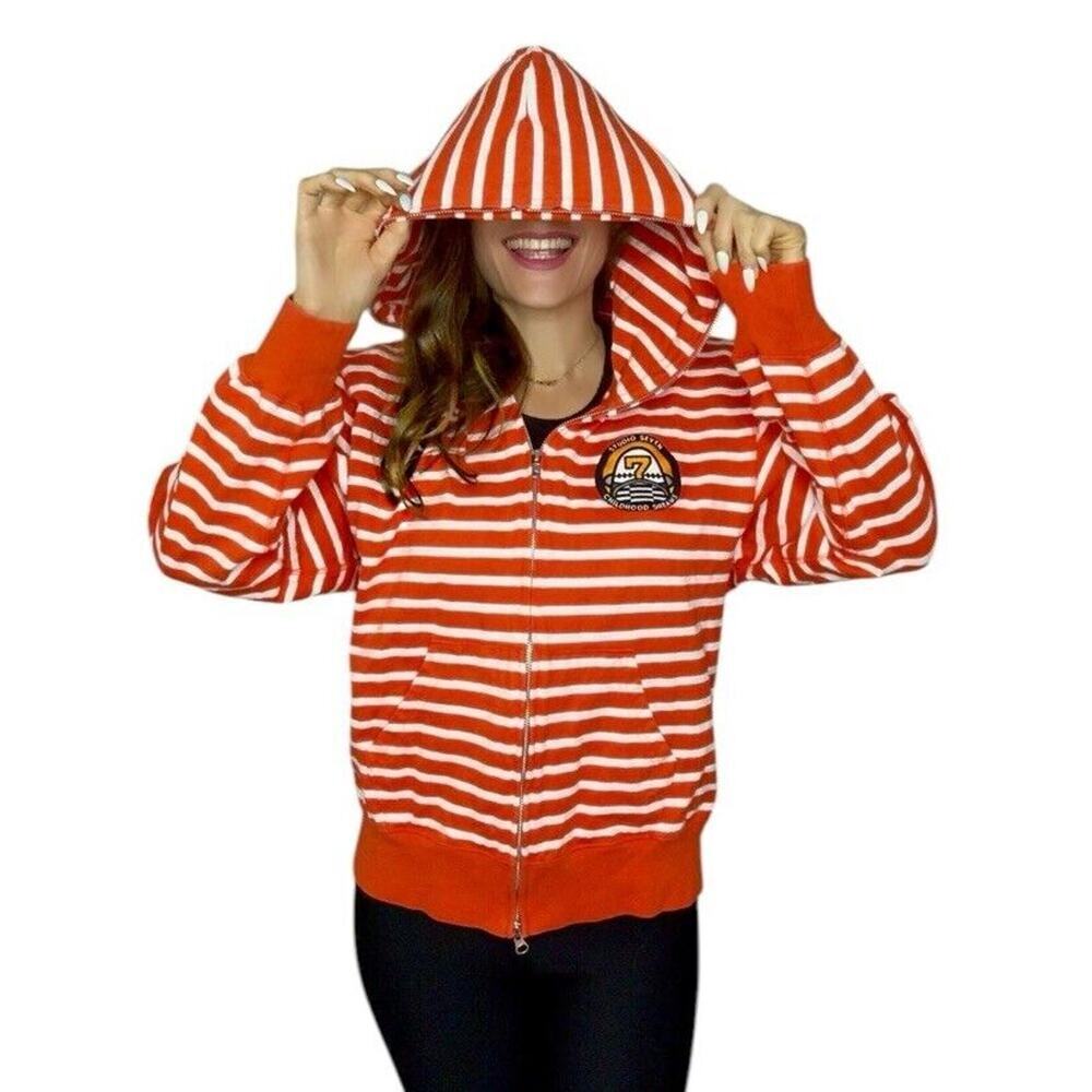 STUDIO SEVEN CHILDHOOD DREAMS Orange Striped Full Zip Japanese Hoodie Jacket S